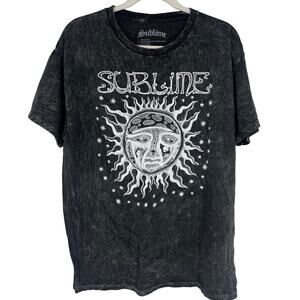 Officially Licensed Sublime Classic Sun T-Shirt Black Acid Wash Large NWOT